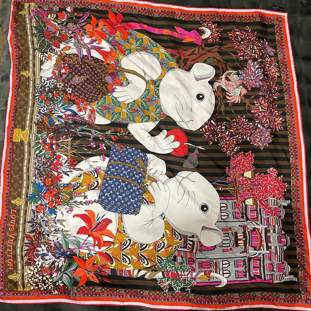 Louis Vuitton Scarf Stole Carre VUITTONITE - Picture 2 of 2